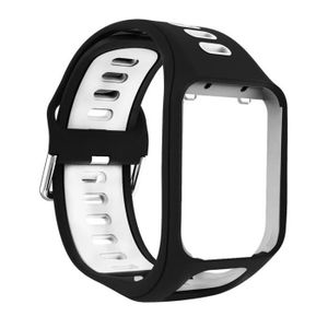 MONTRE Atyhao bracelet de montre pour Tom Tom Pour Golfer2 Adventunrer Bracelet en silicone bicolore pour TomTom Spark Runner 2/3 (noir