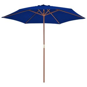 PARASOL BET Parasol d'extérieur avec mât en bois Bleu 270 cm BET9472646141699