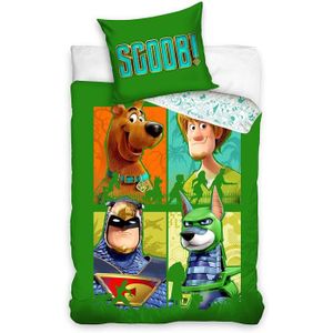 HOUSSE DE COUETTE ET TAIES Scooby-Doo Parure de lit pour enfant - 135 x 200 cm + 80 x 80 cm - 100% coton