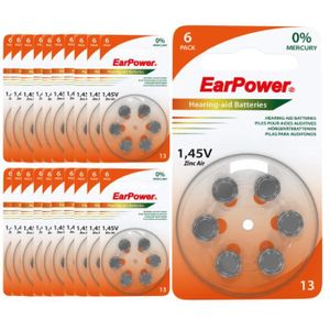PILES 120 piles auditives EarPower 13 - Lot de 20 Plaque