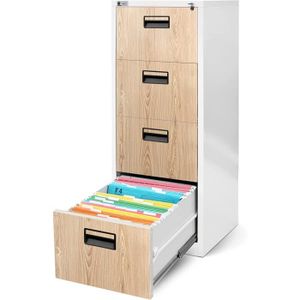 Classeur Latéral EasyPAG 4 Tiroirs A4 - Support Imprimante, Rangement Bureau - Noir