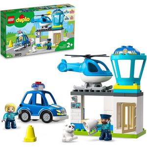 ASSEMBLAGE CONSTRUCTION LEGO 10959 Duplo Le Commissariat et LHelicoptere De La Police, Voiture avec Gyrophare et Sirene, Jeu Educatif, pour Enfants D