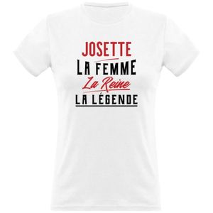 T-SHIRT tee shirt femme humour | Cadeau imprimé en France | 100% coton, 185gr |  josette la femme la reine la légende