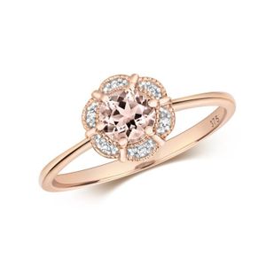 BAGUE - ANNEAU Bague Femme Or Rose 375-1000 et Diamant Brillant HI - I1 avec Morganite 45565