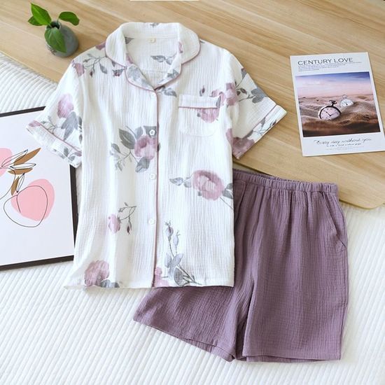 Pyjashort en gaze de coton - Soleil