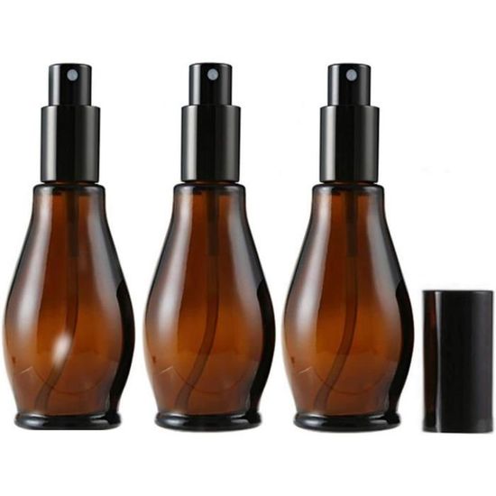 Lot de 4 vaporisateurs de parfum en verre noir, bouteilles