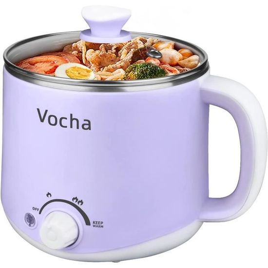 Marmite électrique Double Usage 1,7 L - Cuisinez, Faites Fondue Et Cuisinez à La Vapeur En Même Temps ! Parfaite Pour Les Petits Espaces, Voyages Et Soirées Entre Amis (Rose)