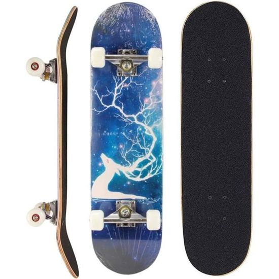 Bmocoen Skateboard 8 Couches Érable Double Concave - Planche à Roulettes Naturelle