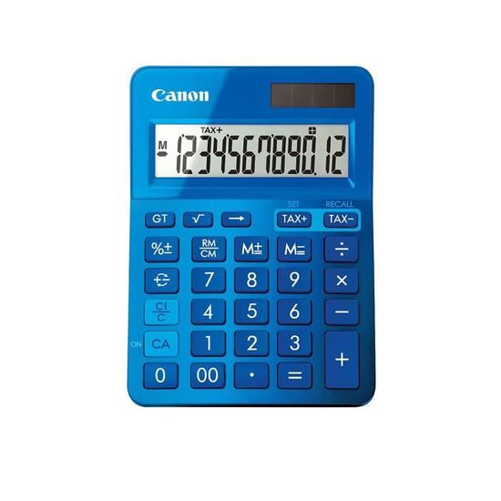 CANON Calculatrice de bureau LS-123K - 12 chiffres - Panneau solaire, pile - Bleu métallique