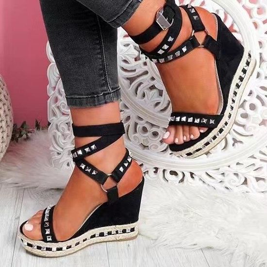 Sandales Femme Sandales Compensées Quotidien Fleur Bout Ouvert Vintage