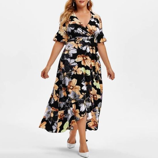 Robe Noire Renatto Bene Manches Courtes à Volants - Taille 38 (équivalent 2) - Occasion Très Bon état