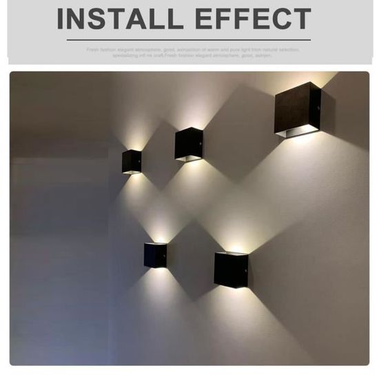 RUMOCOVO® LED applique murale projet ferroviaire Carré mur lampe de chevet chambre mur décor arts,6W , Dimmable Driver - Blanc