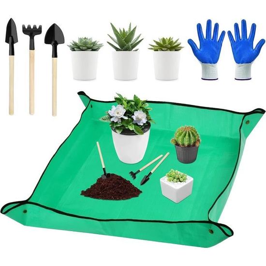 Tapis De Rempotage Mini Kit Jardinage – 2 Tapis Verts Et Outils Pour Plantes D'intérieur Jardinage Balcon Intérieur