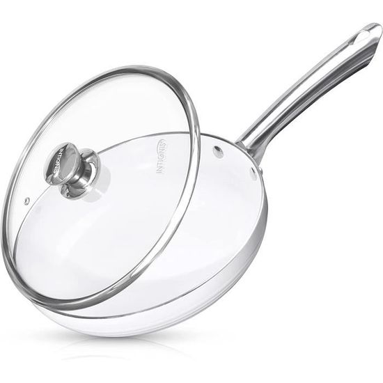 Wok Fer Forgé 24cm Poêle Japonaise En Fer Forgé 24 Cm Avec Couvercle Bois - Compatible Induction - Saisie Et Mijotage Poêle Japonaise Fer 24cm