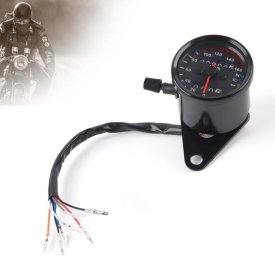 Compteur Kilométrique Moto LED 12V – Double Affichage, Rétroéclairage Bleu, Pour Café Racer, Retro | Jauge Vitesse Compte-tours