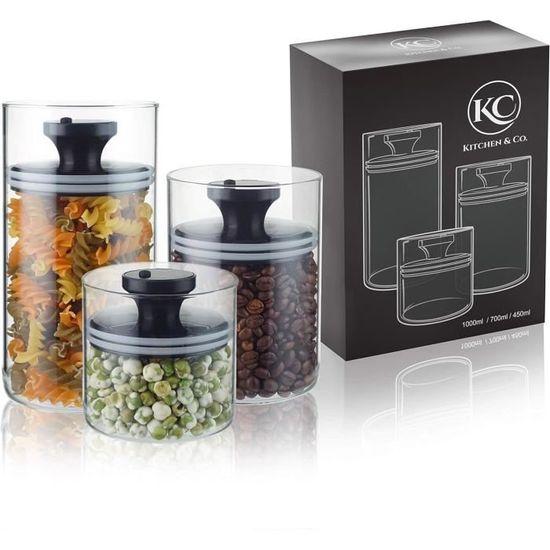 Set De 3 Bocaux De Rangement En Céramique Avec Couvercle, Set De Bocaux