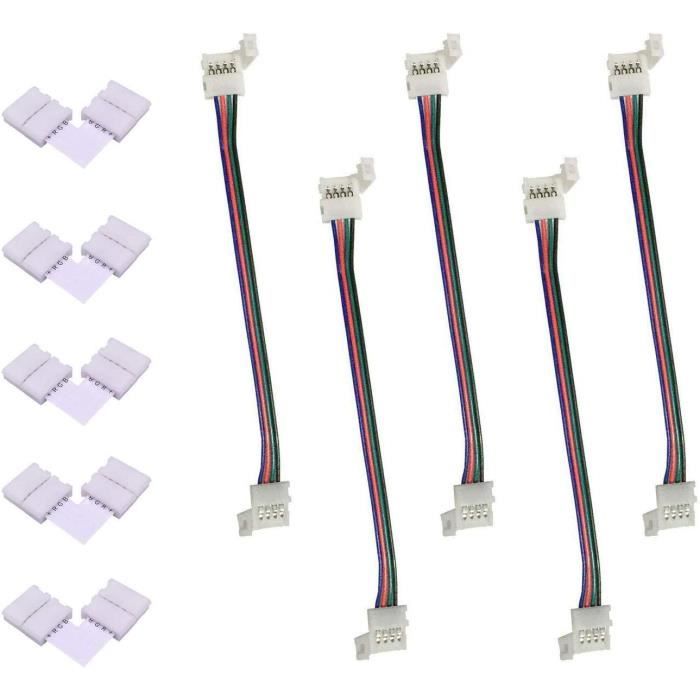 Connecteur d'angle de Bande LED RGB 5050 LED Strip Connector Connecteur à  Angle Droit Ruban LED Adapter Forme L Rallonge 17cm [W647] - Cdiscount  Maison