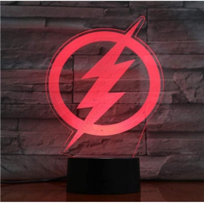 Le Flash Logo Usb 3d Led Veilleuse Dessin Anime Super Heros Garcons Enfant Enfants Cadeaux D Anniversaire Lampe De Table Chevet Dc J Cdiscount Maison