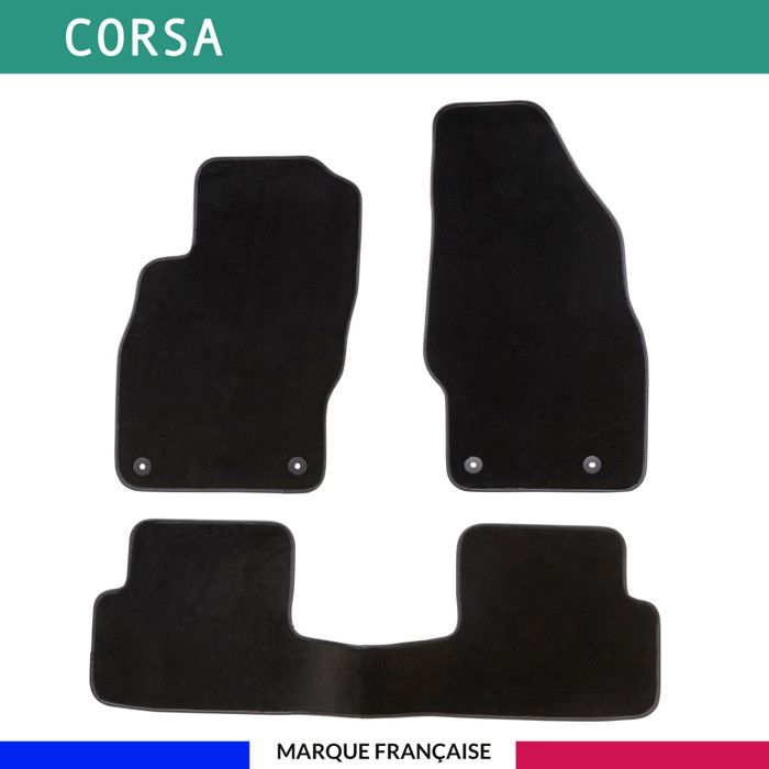 Tapis de voiture - Sur Mesure pour CORSA (2006 à 2014) - 3 pièces - Tapis de sol antidérapant pour automobile