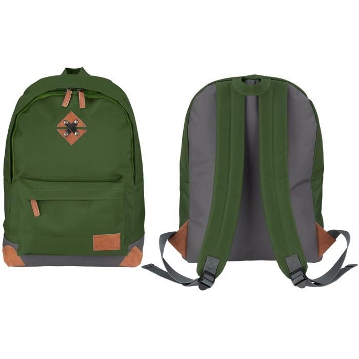 ABBEY Sac à dos de taille moyenne - 100% Polyester 300T - 42 x 30 x 16 cm - Capacité : 20 L - Vert Armée