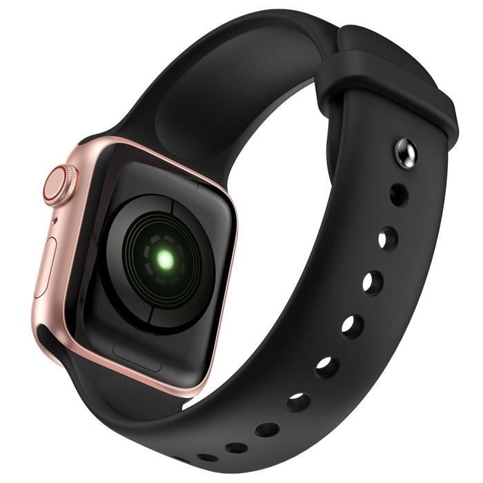 Bracelet Pour Montre Connectée Silicone Remplacement Pour Apple Watch Se 44Mm-6 44Mm-5 44Mm-4 44Mm-3 42Mm-2 42Mm-1 42Mm -Noir
