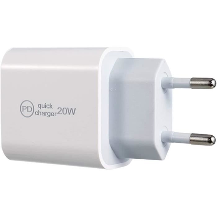 Chargeur Secteur Mural PD 20W Mini [USB-C Recharge Rapide] Compatible avec iPhone 12/12 Pro/12 Pro Max/12 Mini/SE/11/XS/XR/X