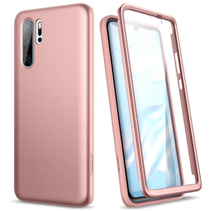 {Suritch} Coque HuaWei P30 Pro Silicone Protection Souple Integrale Antichoc Etui De Protection Avant et Arrière Housse Or Rose