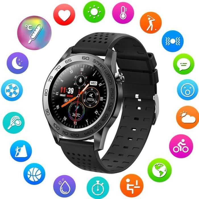 Montre Connectée Homme F22U Bluetooth Sport Montre intelligente Femme GPS tactile complet Bracelet intelligent, Noir DN1
