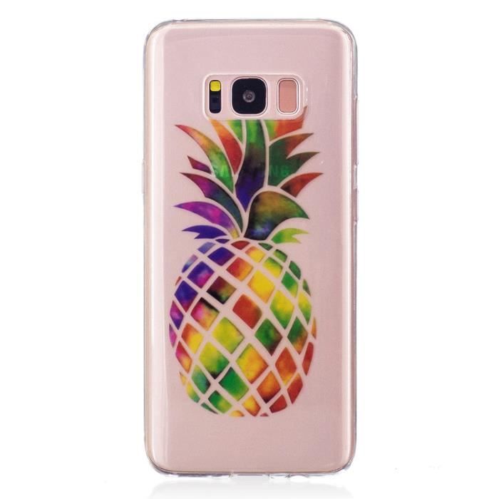 Clair TPU Transparent Silicone Coque Pour Samsung Galaxy S8 Plus -S8+ 6.2- Design - Ananas de couleur