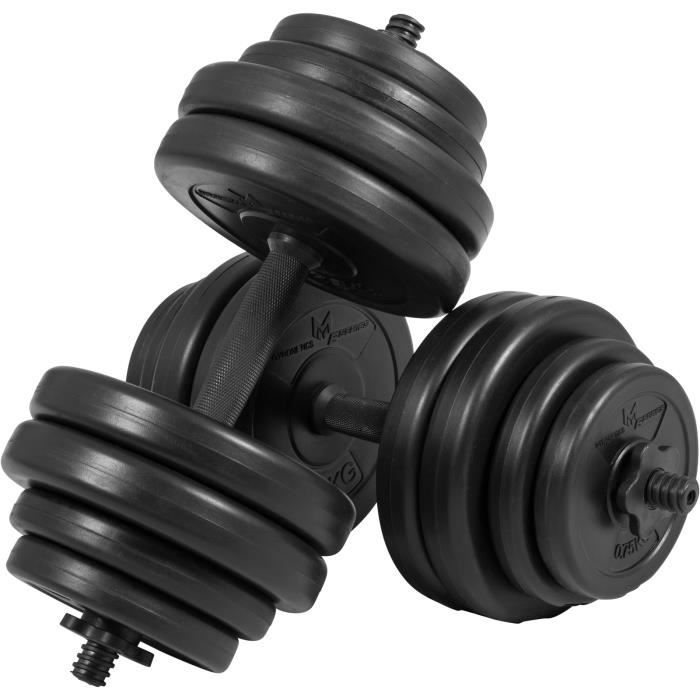Set d'haltères courts de 30 KG avec disques à revêtement plastique - Gyronetics E-Series GN001