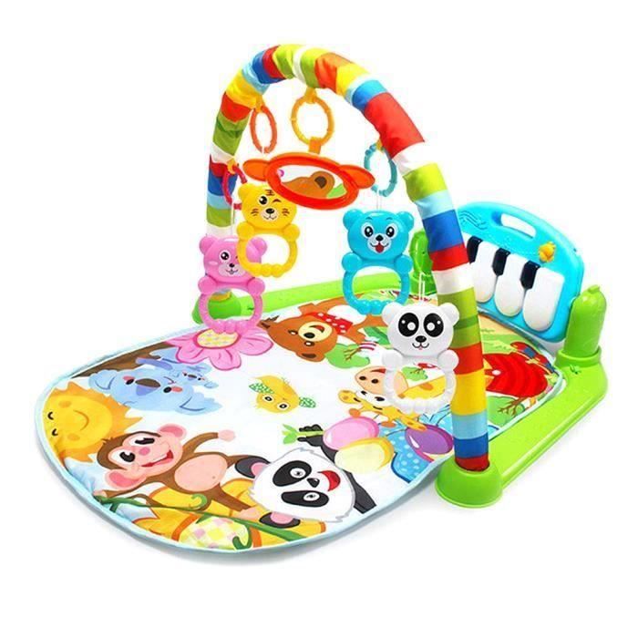 Tapis d'Éveil Évolutif Bébé de jeu Tapis Amis de la Jungle Tapis de jeu musical pour bébé