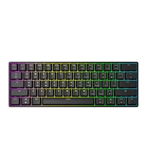 HK Gaming GK61 Clavier mécanique Hot Swap Rétroéclairage RGB LED 61 Touches Layout ANSI US (Noir, Gateron Optique Blue)