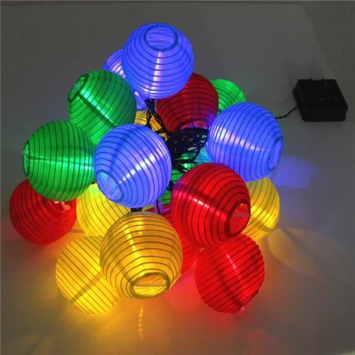 U 20 LED Guirlande Lumière Lantern Tissu Chinois Solaire Lampe Fée Jardin String 3.8m Multicolore Aw09949