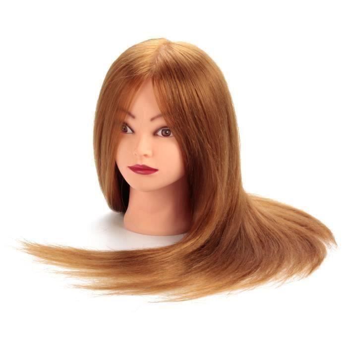 24pouces Pro Tête à Coiffer 80% Cheveux Long Vrais Coiffure + Étau - AVC824AA3205