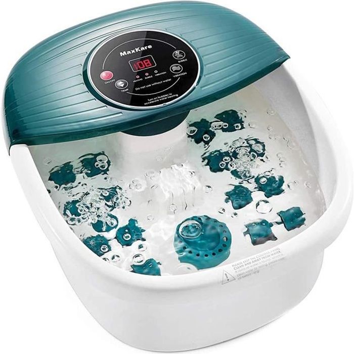 Bain de Pieds Relaxant, Balnéothérapie avec Accessoires de Pédicure, Appareil de massage avec Chauffage de l'eau, Massage Vibrant à