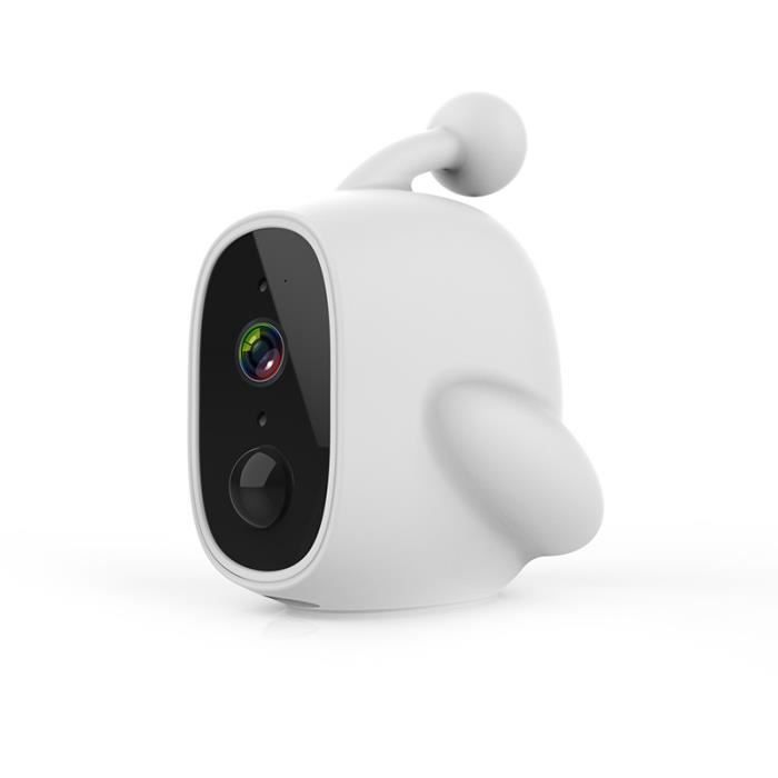 Caméra de surveillance bi-directionnelle sans fil de surveillance d'interphone de détection de Silicone blanc + panneau solaire