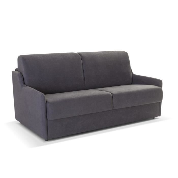 DUO - Canapé convertible Rapido - 160X190 - Matelas 13 cm - En tissu Gris - 3 places