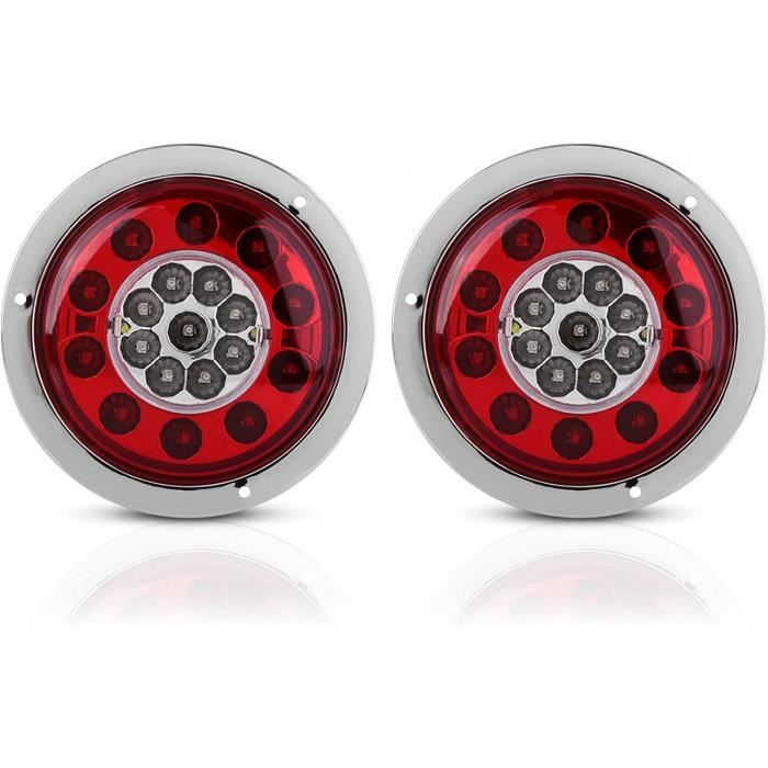 feux arrière, arrêt de frein de remorque de camion, feu arrière à led, anneau chromé, feux bicolores pour camions, remorques,