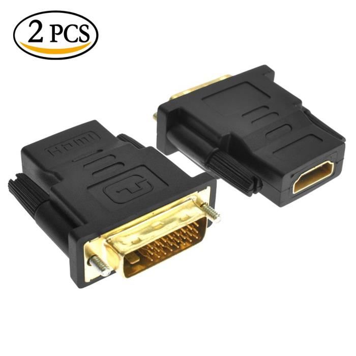 AMKLE 24 + 1 broche DVI HDMI adaptateur plaqué or HDMI/F vers DVI/M convertisseur vidéo 1080P pour PS3 projecteur HDTV
