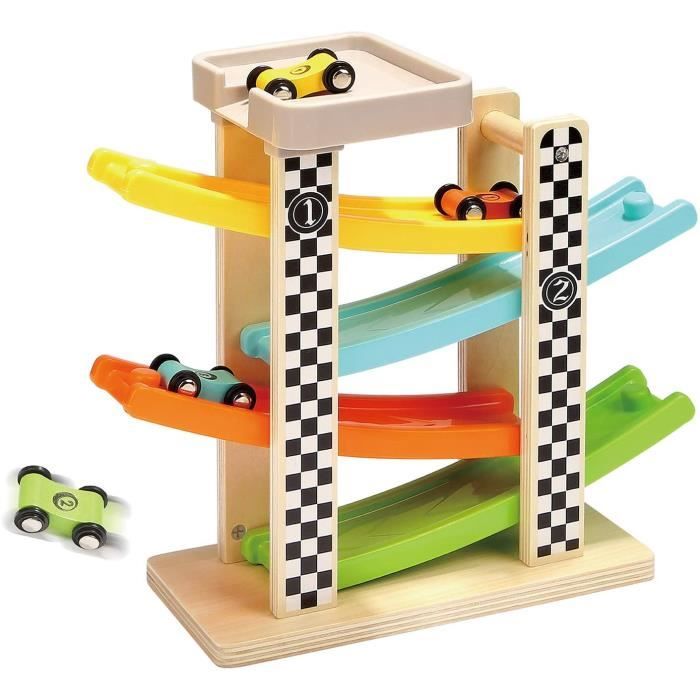 TOBOGGAN TOP BRIGHT Jouet Garçon 2 Ans,Cadeau Jouet Voiture pour Enfant 1 an 2 Ans, Jeux Rampe de Course en Bois pour 12 458