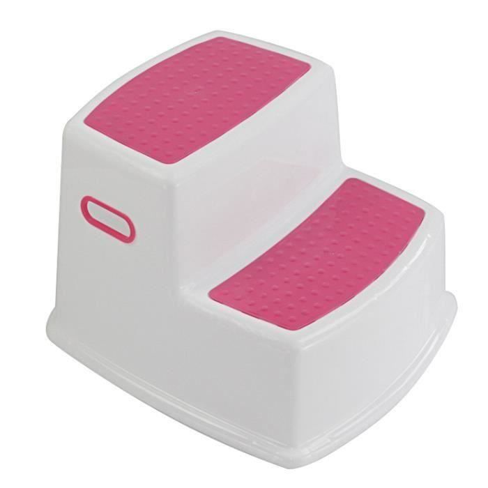 Tabouret 2 étapes Antidérapant pour enfants Tabouret enfant pour toilettes Cuisine Salle de bain-ROSE LIA15774