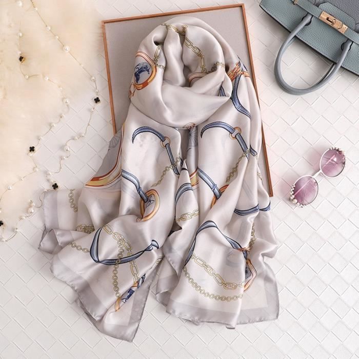 foulard plage,Van Gogh – Foulard en soie pour Femme, écharpe de marque de luxe, imprimé Floral abricot, Hijab, - Type XC80-L180cm