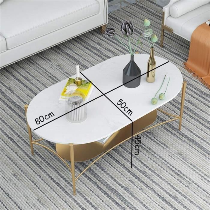 Tables de jardin Side Table Ovale Moderne Naturel Marbre Table Double-Decker Side, Or Creative Fer Forgé Ablage Table, S 100928