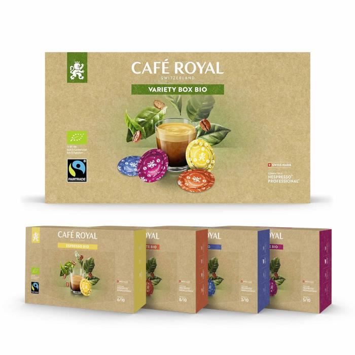 200 CAPSULES COMPATIBLES NESPRESSO PRO® - SAVEURS MULTIPLES BIO - Assortiment de 4 Boites de 50 Dosettes Compatibles Nespresso Pro®
