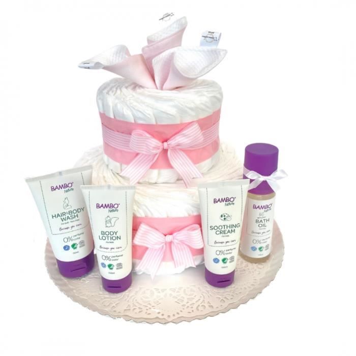 C Comme Cadeau Gâteau de couches Rose et ses soins de peau BIO