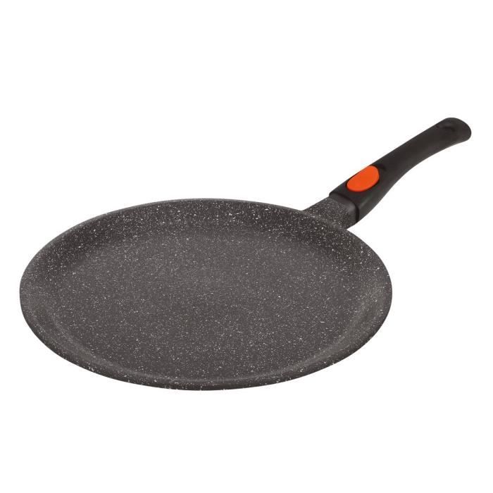 Kamberg - Crêpière 32 cm - Manche Amovible - Fonte d'Aluminium - Revêtement type pierre - Tous feux dont induction