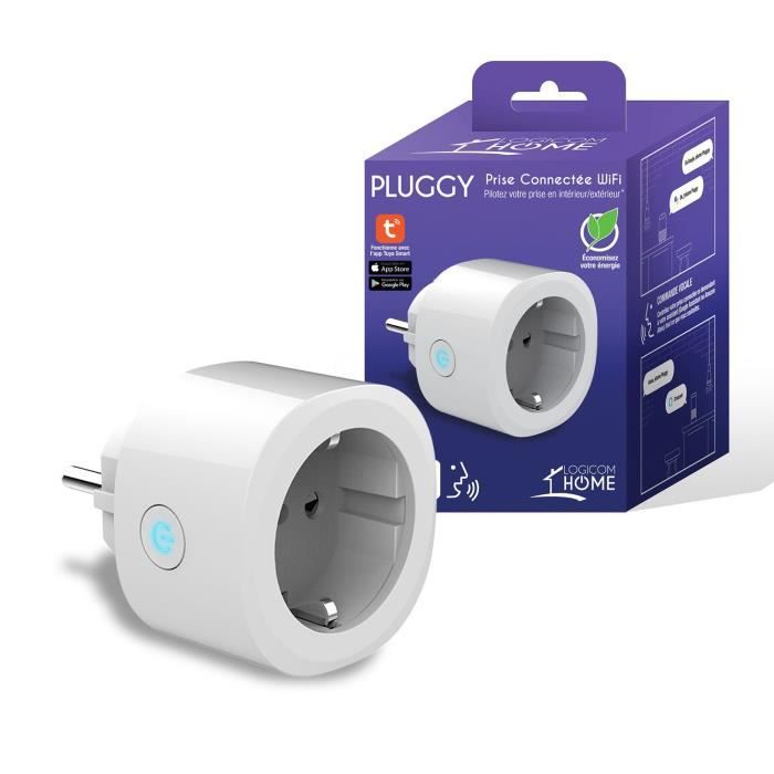 Logicom Home Pluggy Prise connectée (Prise EU alimentation 110-240V - Perte de puissance en veille ≤1W - Protection enfant