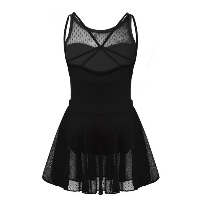 Enfant Fille Tutu Robe Ballet Justaucorps Gymnastique Artistique Body Halter Robe de Danse Classique Latine Robe Patinage 4-12 Ans