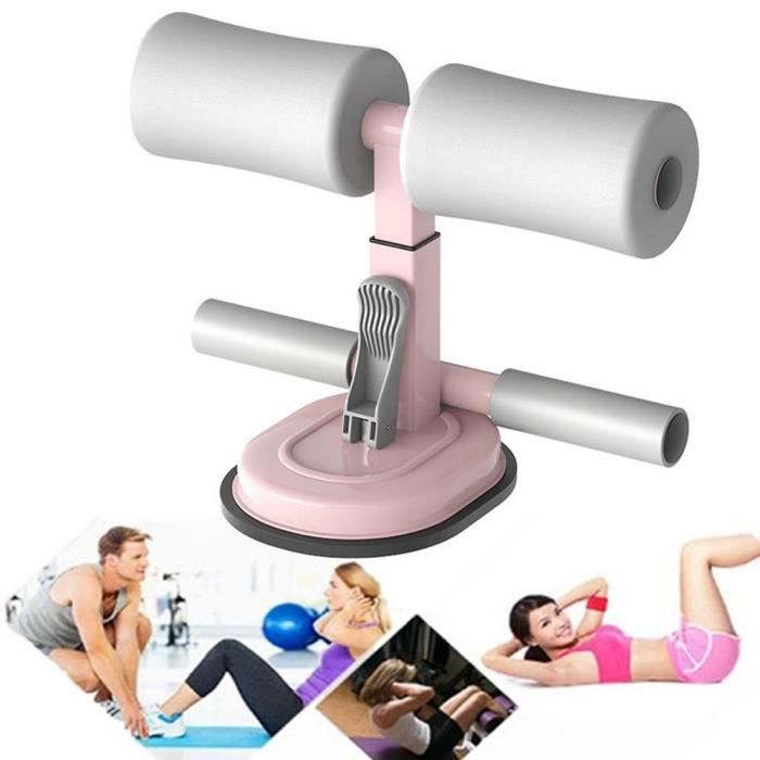 Sit-Up Bar Aid-Accessoires Portable Double Ventouse Avec Cheville Rembourrée Abdominaux Fitness Aid - Rose Et Gris