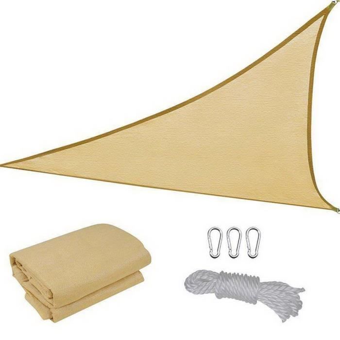 Voile d'Ombrage Imperméable Auvent Triangle Lavable Résistant Soleil Durable-jaune-3X3X3M